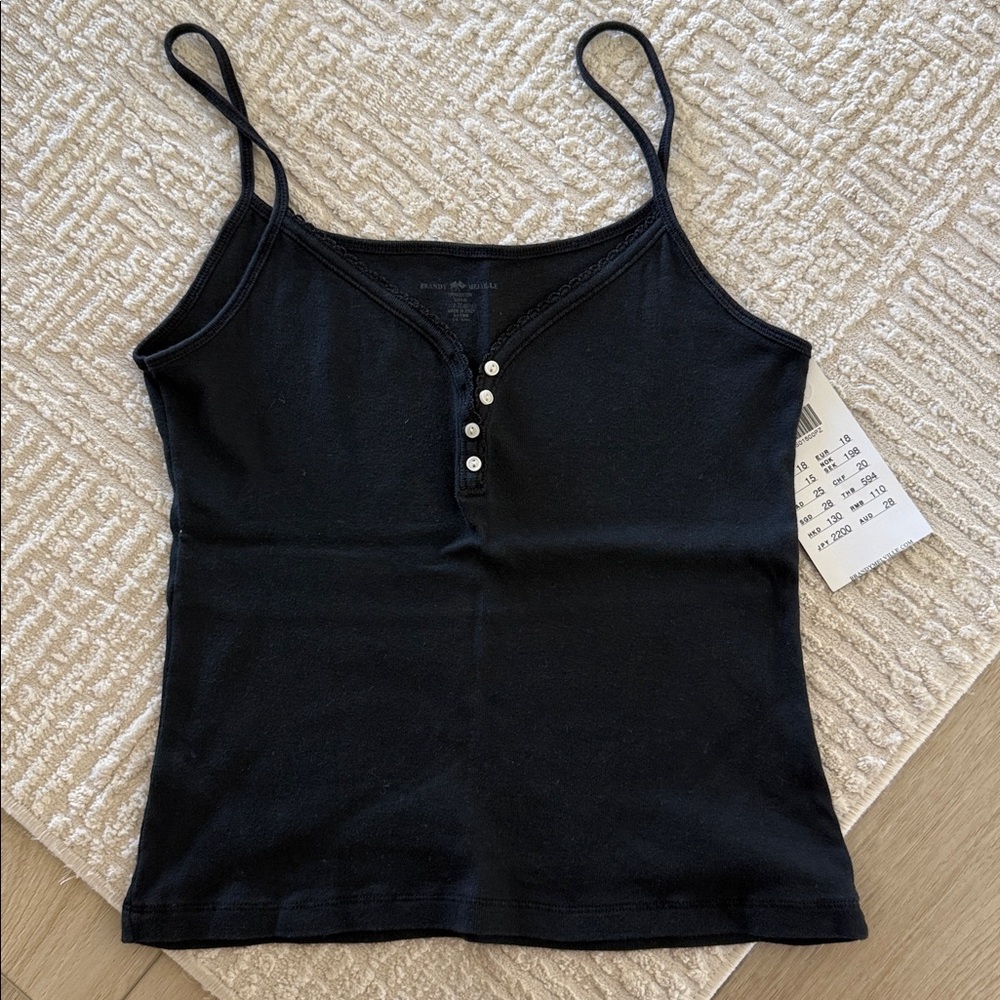 NEW Brandy Melville Button Tank Top Black